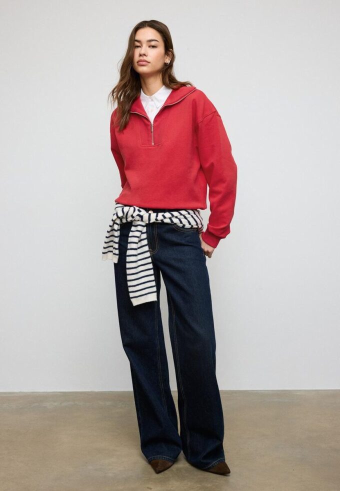 Felpa a collo alto con zip