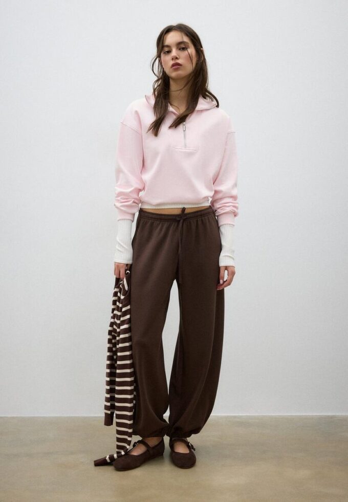 Felpa a collo alto con zip