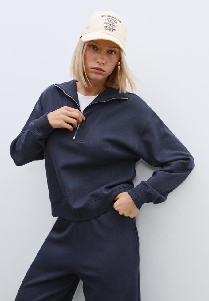 Felpa a collo alto con zip