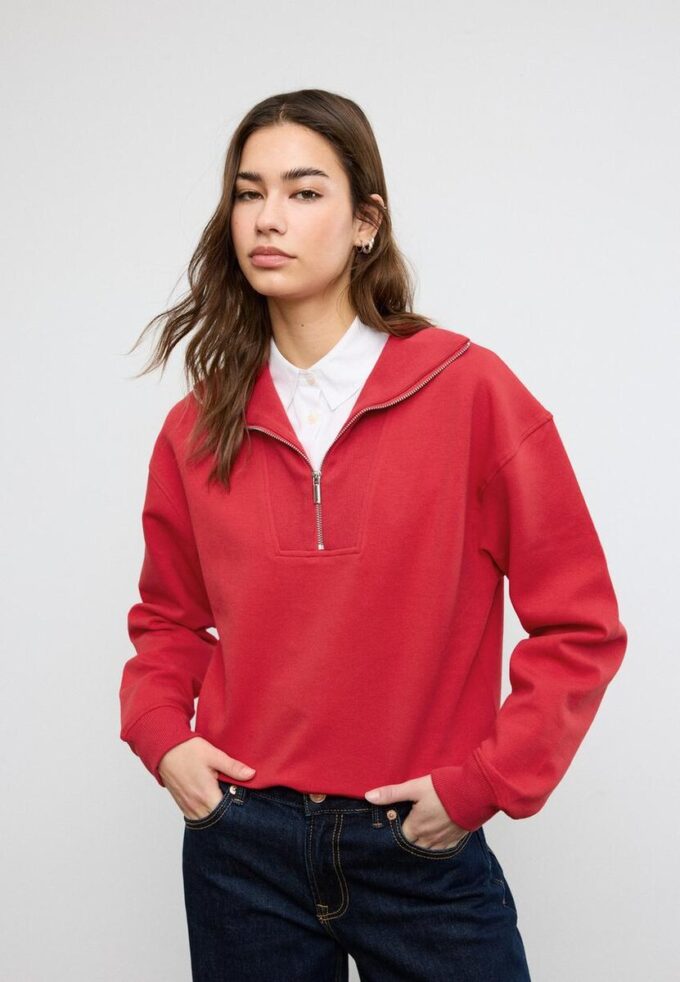 Felpa a collo alto con zip