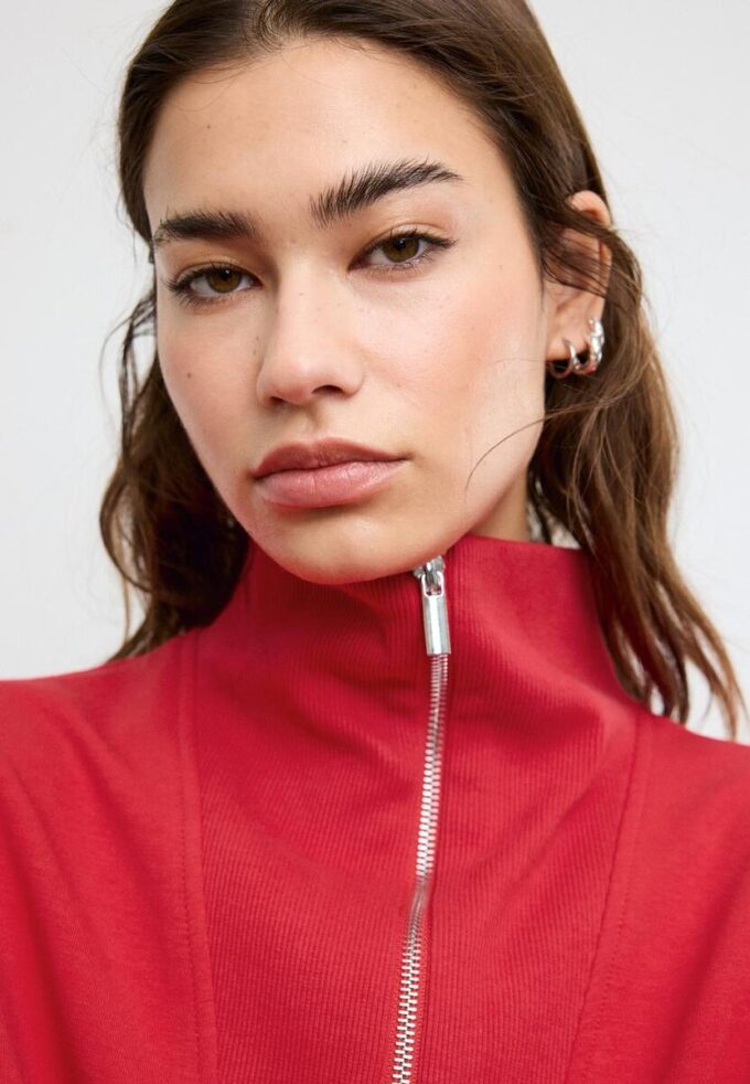 Felpa a collo alto con zip