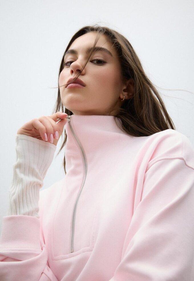 Felpa a collo alto con zip