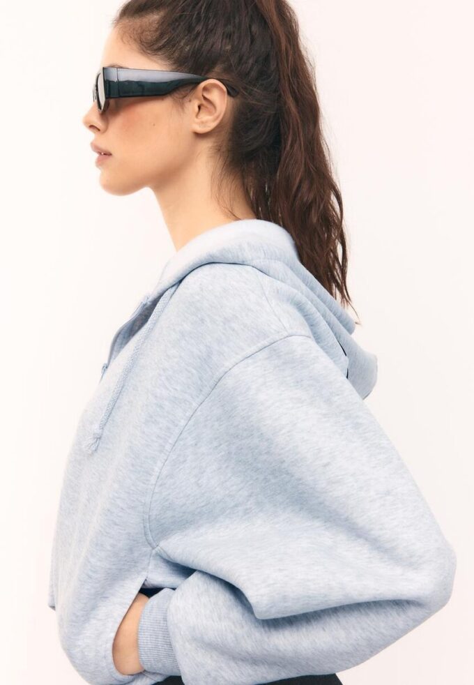 Felpa bomber con cappuccio stampata Felpa bomber con cappuccio stampata