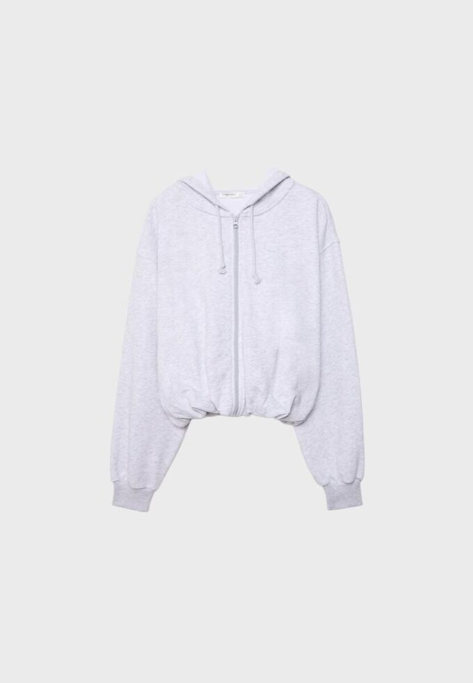 Felpa bomber con cappuccio stampata