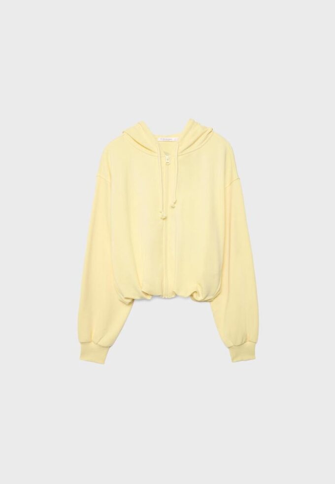 Felpa bomber con cappuccio stampata