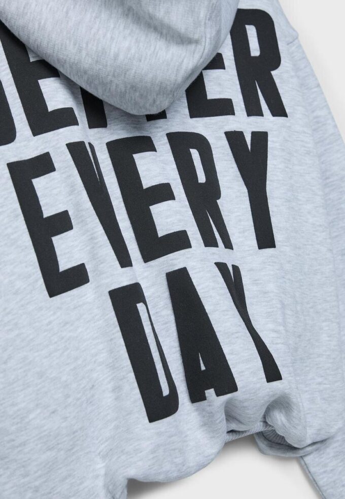 Felpa bomber con cappuccio stampata Felpa bomber con cappuccio stampata