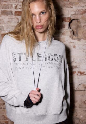 Felpa con cappuccio con strass