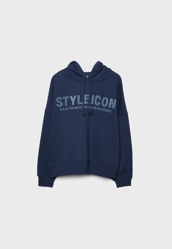 Felpa con cappuccio con strass Felpa con cappuccio con strass