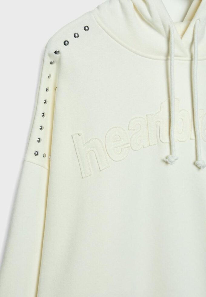 Felpa con cappuccio ricamata con borchie