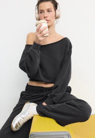 Felpa corta effetto lavato