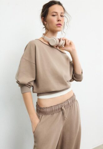 Felpa corta effetto lavato