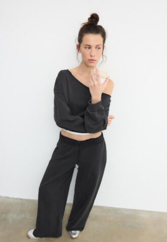 Felpa corta effetto lavato