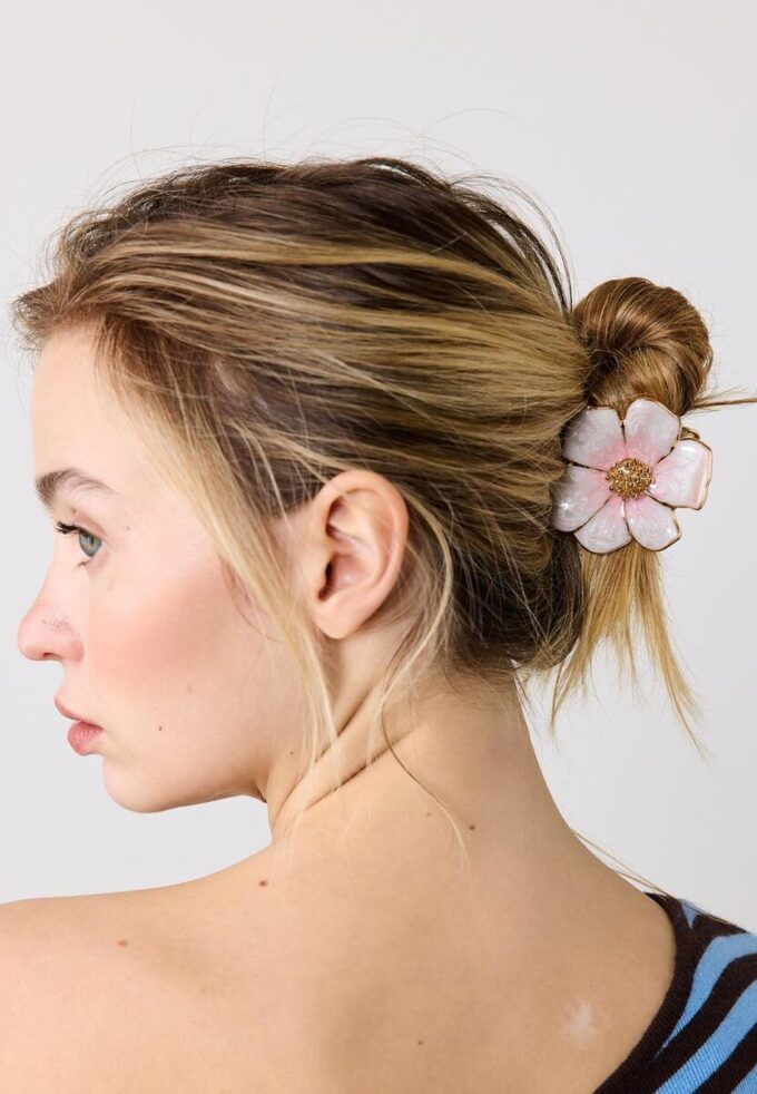 Fermaglio per capelli a forma di fiore metallizzato