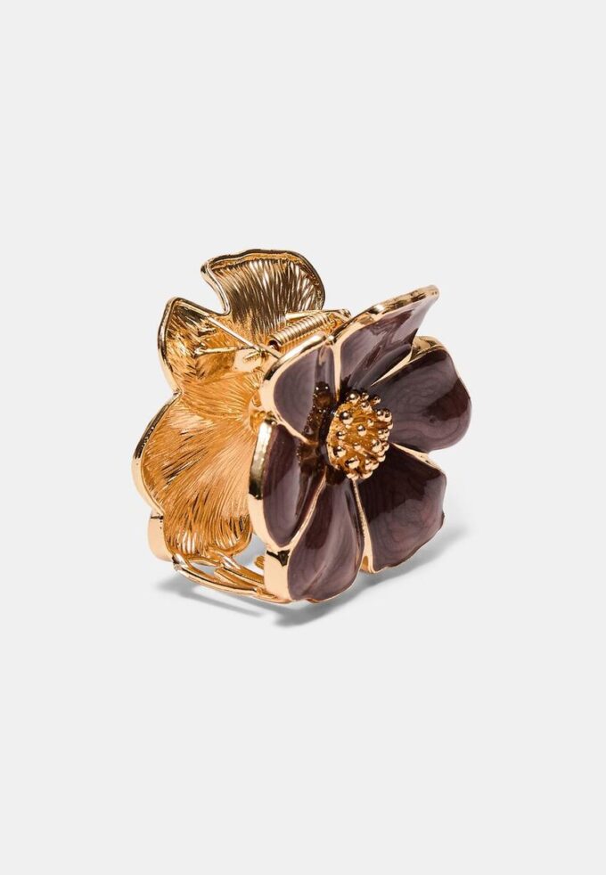 Fermaglio per capelli a forma di fiore metallizzato