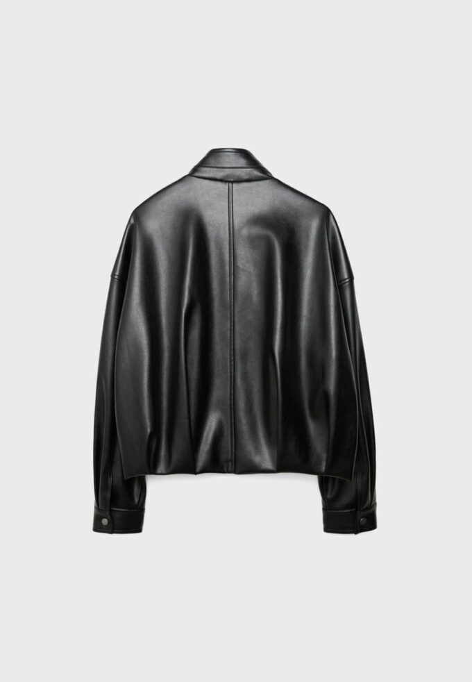 Giacca a palloncino effetto pelle con cintura