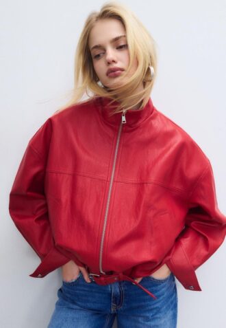 Giacca a palloncino effetto pelle con dettaglio cintura