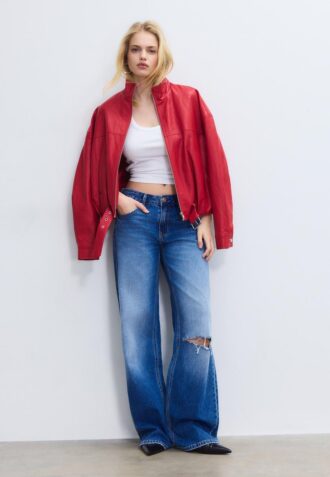 Giacca a palloncino effetto pelle con dettaglio cintura