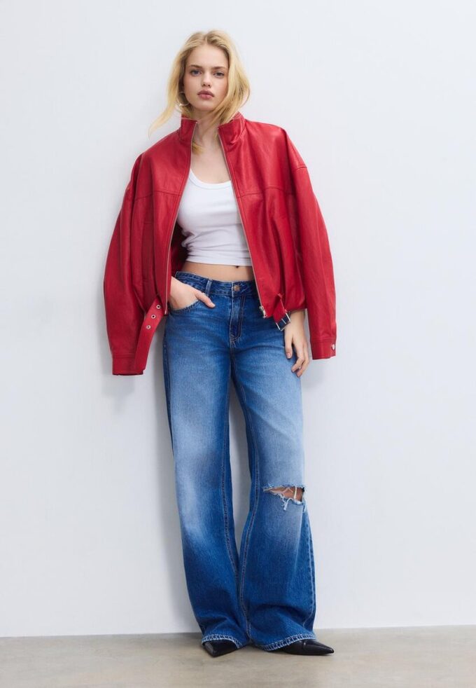 Giacca a palloncino effetto pelle con dettaglio cintura