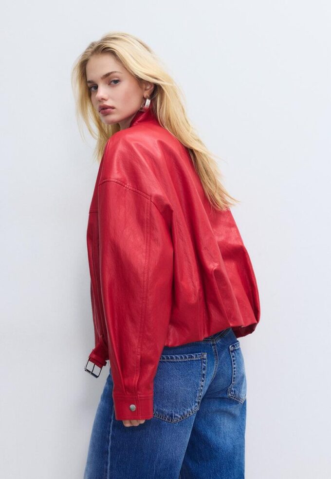 Giacca a palloncino effetto pelle con dettaglio cintura