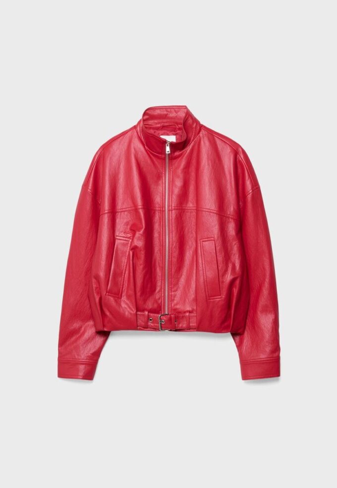 Giacca a palloncino effetto pelle con dettaglio cintura