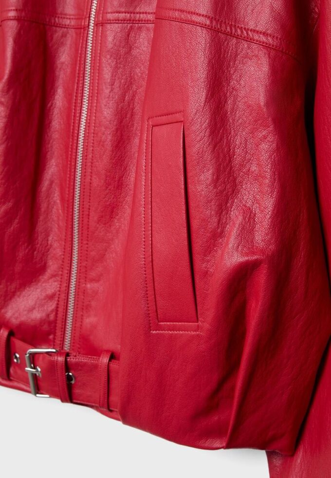 Giacca a palloncino effetto pelle con dettaglio cintura