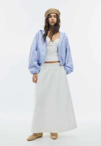 Giacca basic a righe in nylon con cappuccio