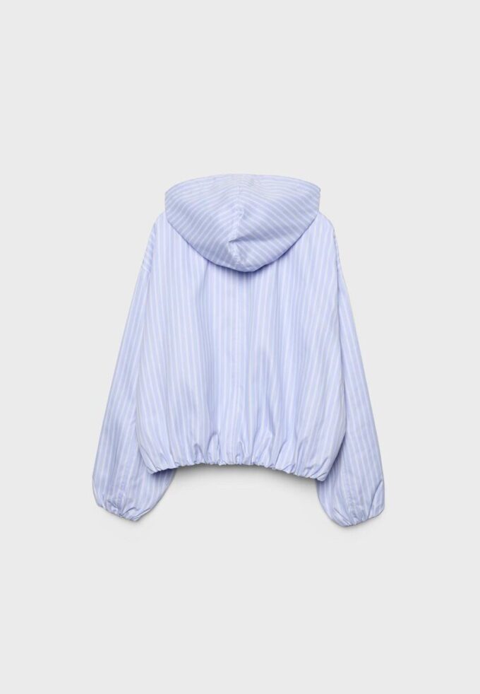 Giacca basic a righe in nylon con cappuccio Giacca basic a righe in nylon con cappuccio