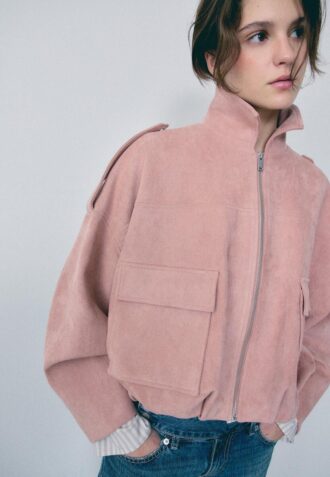 Giacca bomber in ecopelle scamosciata