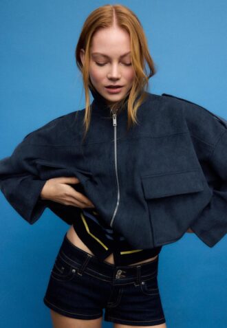 Giacca bomber in ecopelle scamosciata