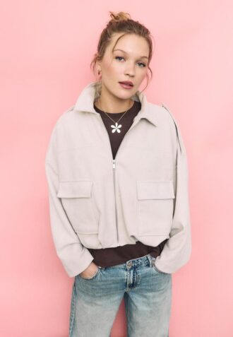 Giacca bomber in ecopelle scamosciata Giacca bomber in ecopelle scamosciata