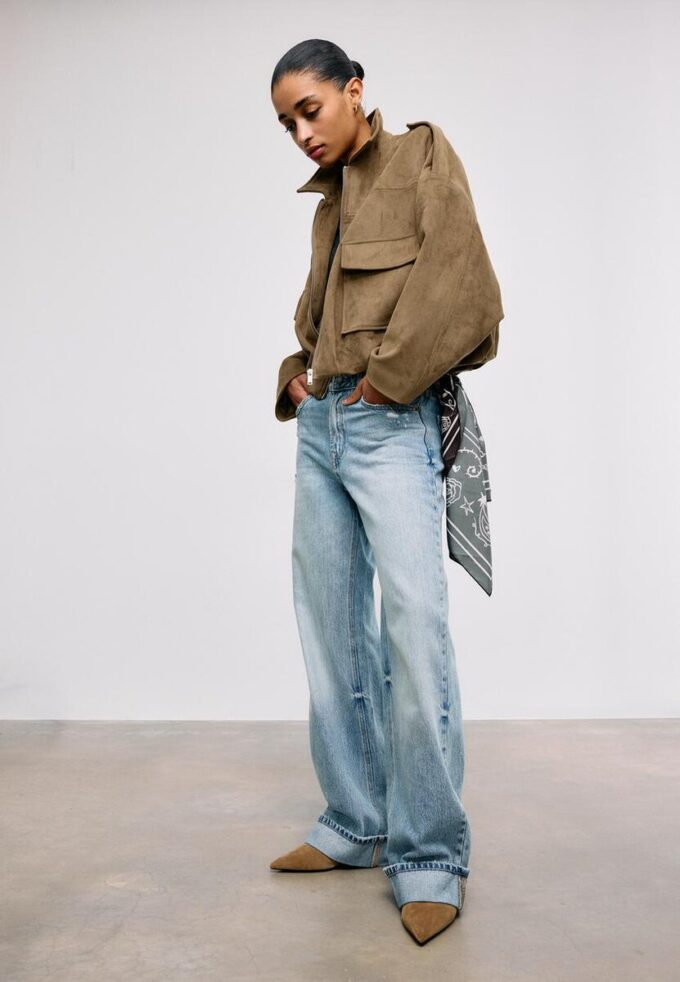 Giacca bomber in ecopelle scamosciata