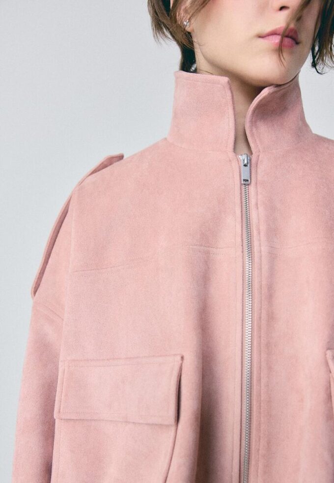 Giacca bomber in ecopelle scamosciata Giacca bomber in ecopelle scamosciata