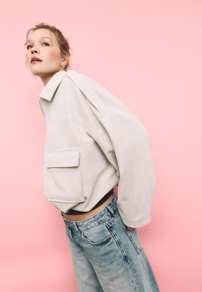 Giacca bomber in ecopelle scamosciata Giacca bomber in ecopelle scamosciata