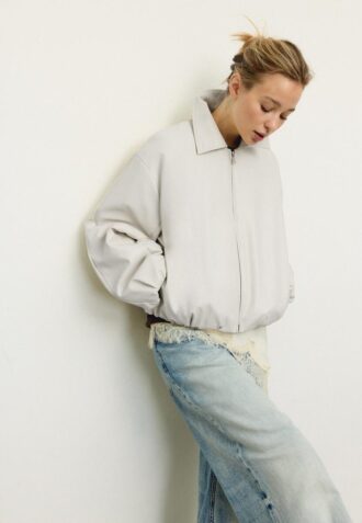 Giacca bomber trapuntata effetto pelle