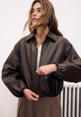 Giacca bomber trapuntata effetto pelle