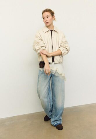 Giacca bomber trapuntata effetto pelle