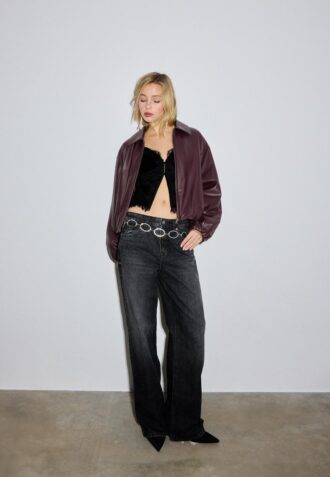 Giacca bomber trapuntata effetto pelle