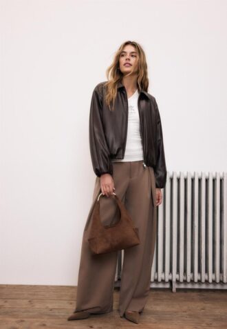 Giacca bomber trapuntata effetto pelle