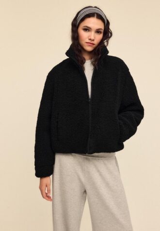 Giacca con zip foderata in finta pelle di montone