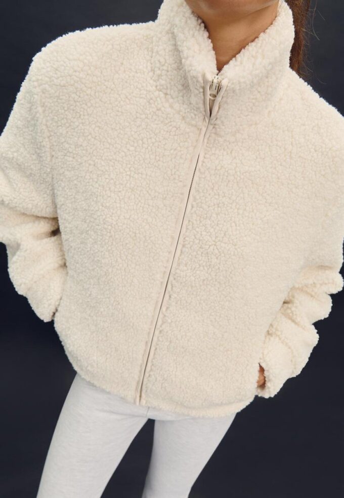 Giacca con zip foderata in finta pelle di montone Giacca con zip foderata in finta pelle di montone