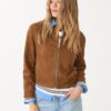 Giacca con zip in finta pelle scamosciata