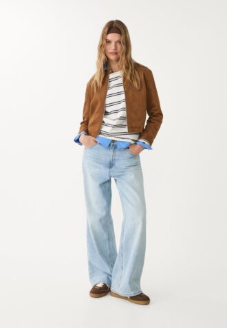 Giacca con zip in finta pelle scamosciata