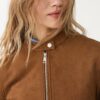 Giacca con zip in finta pelle scamosciata