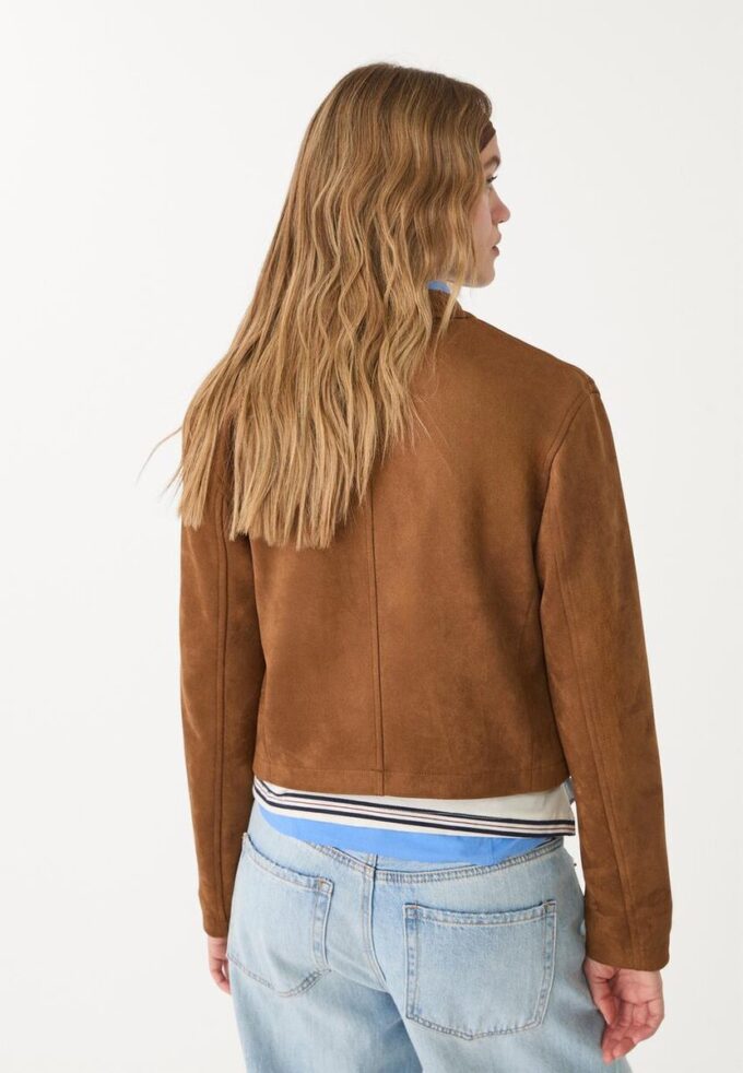 Giacca con zip in finta pelle scamosciata