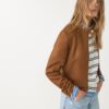 Giacca con zip in finta pelle scamosciata