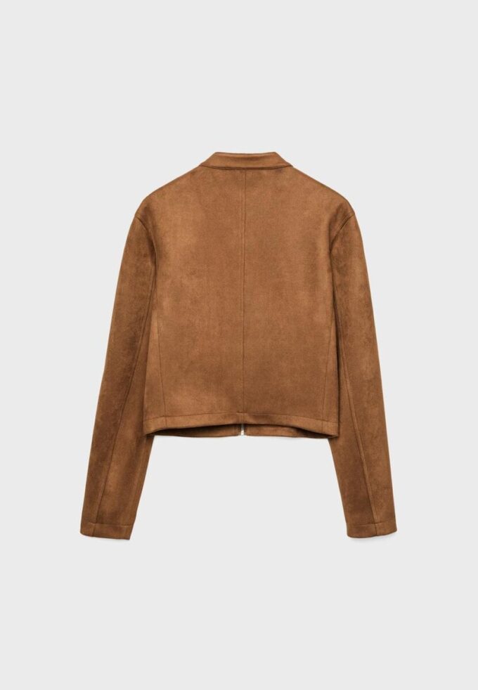 Giacca con zip in finta pelle scamosciata