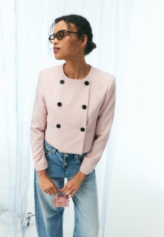 Giacca corta con collo rotondo