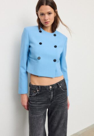 Giacca corta con collo rotondo