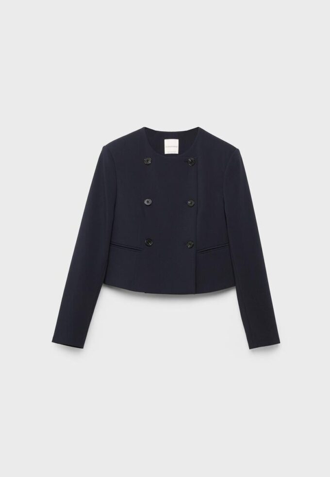 Giacca corta con collo rotondo