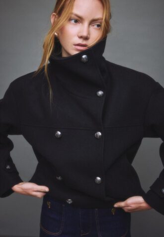 Giacca crossover Soft Touch con collo alto